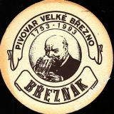 Březňák pivovar Velké Březno 1753 - 1993, hnědý, kulatý, oboustranný, pohled
